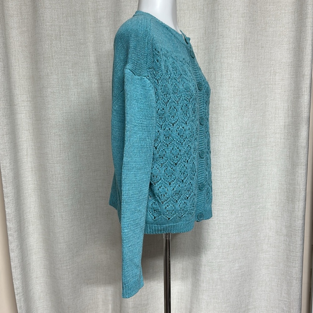 *** SALE *** MISLOOK Turquoise Blue Green Pretty Knit Cardigan Sweater - Picture 3 of 6